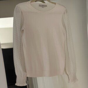 Small Cream Loft Sweater with Sheer Sleeves